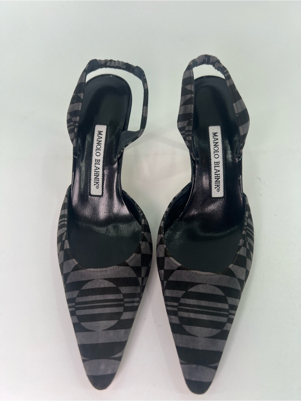 NWT Vintage Manolo Blahnik Carolyne 70 Abstract Slingback Kitten Heel Pumps 36.5 - Picture 3 of 14